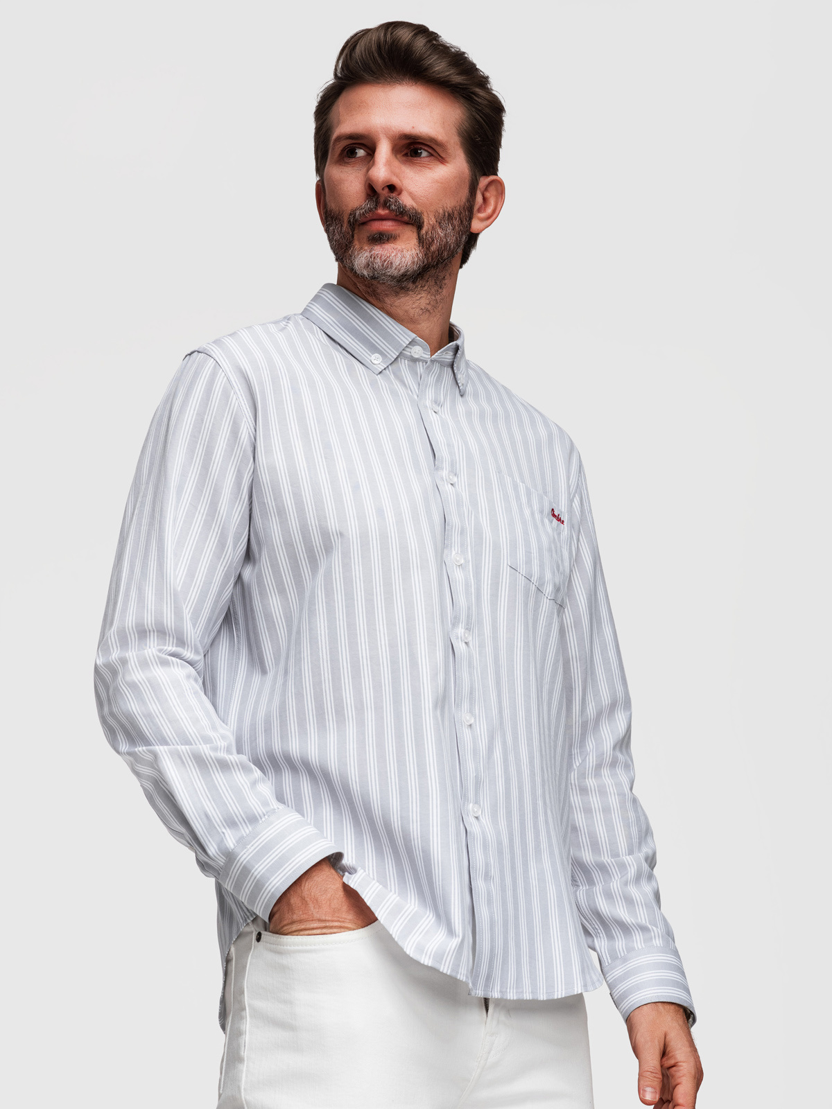 Meeste triibuline pikkade käistega triiksärk Ombre Clothing - Image 1
