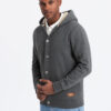 Meeste nööpidega kapuutsiga pusa Ombre Clothing - Thumbnail Image 3