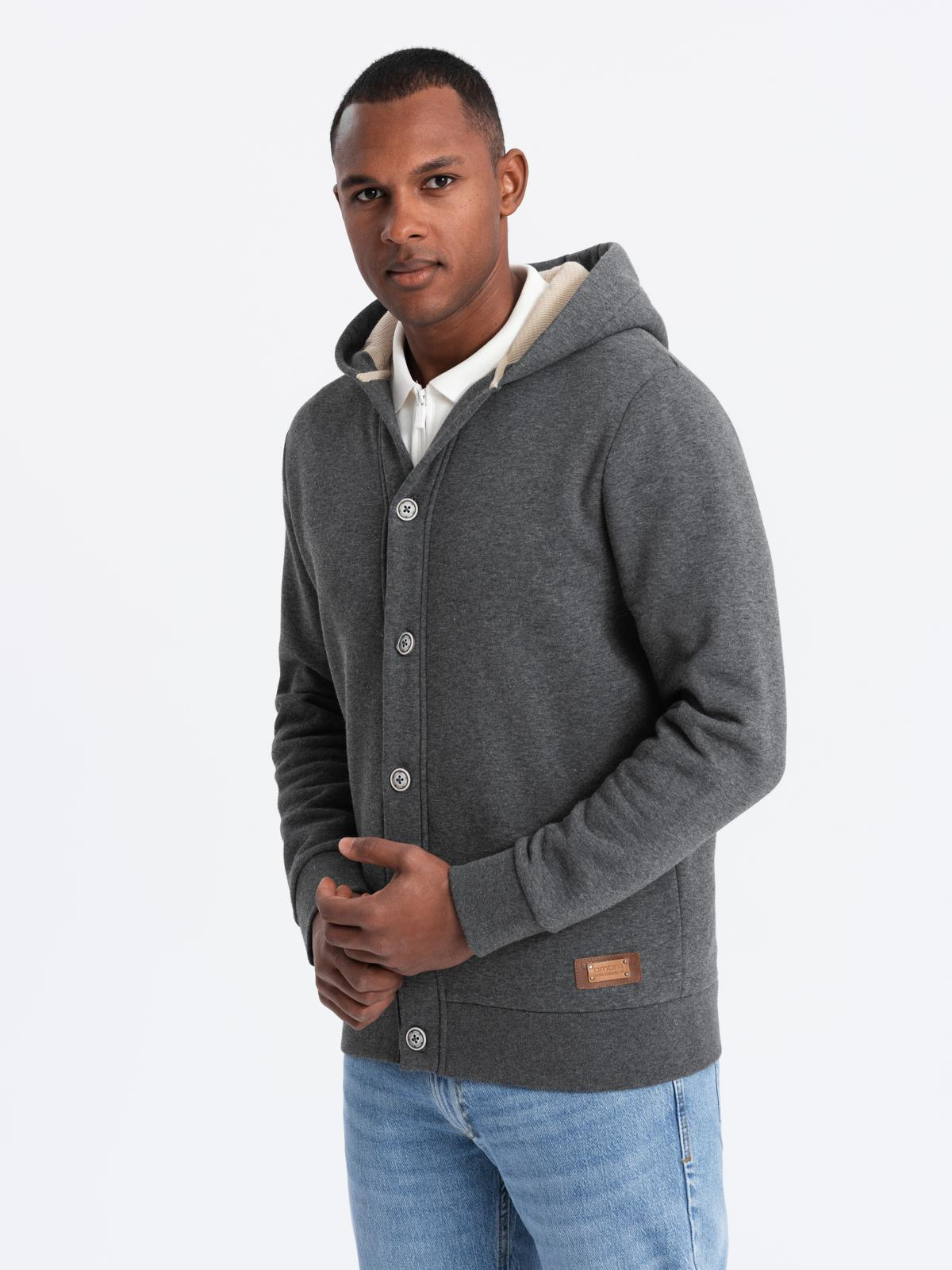 Meeste nööpidega kapuutsiga pusa Ombre Clothing - Image 3