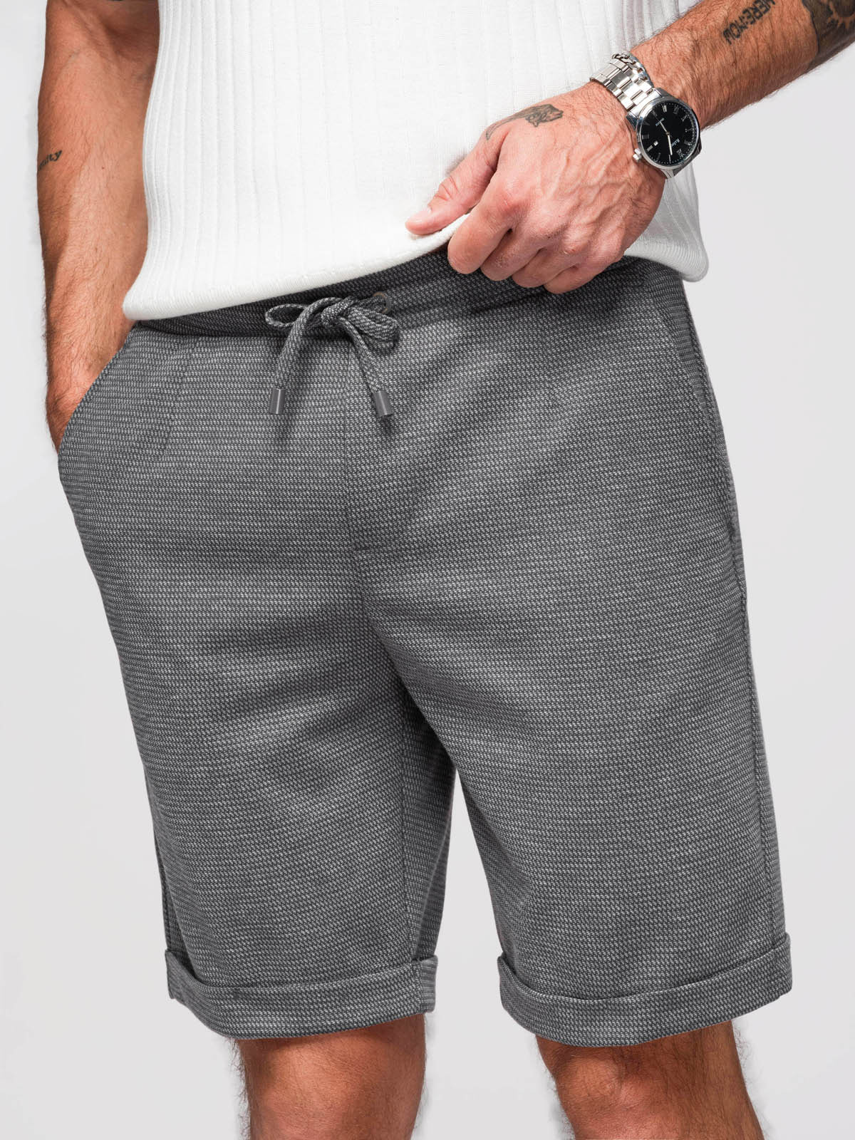 Ombre Clothing meeste lühikesed püksid nöörvööga - Image 13