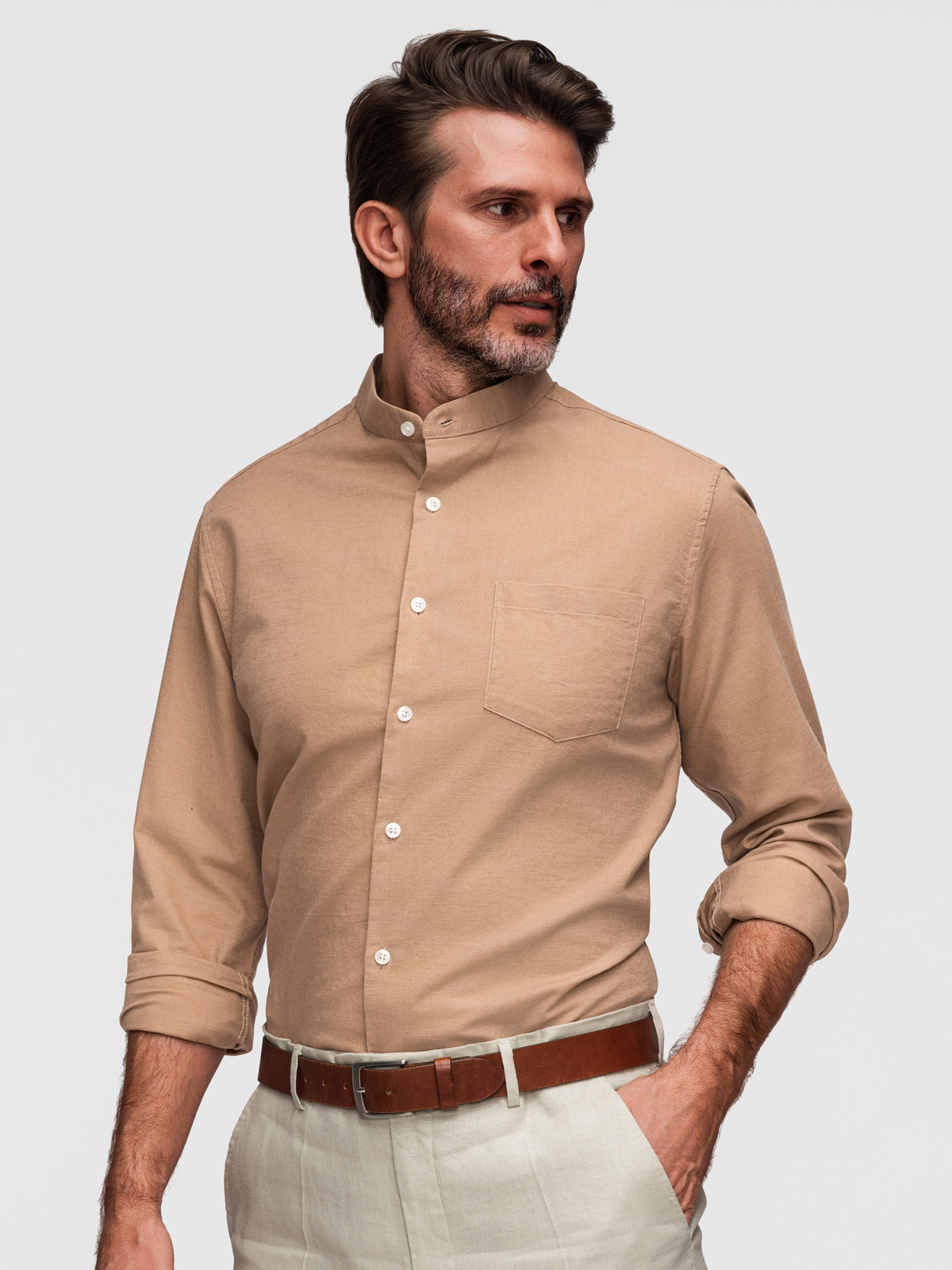Meeste linane püstkraega triiksärk Ombre Regular Fit - Image 19