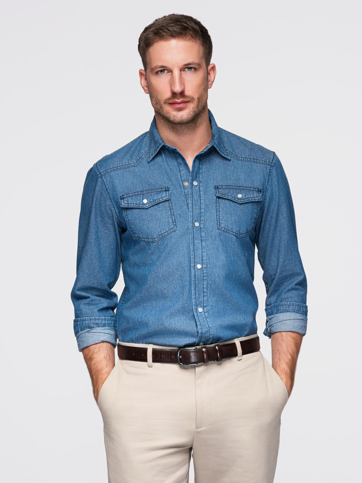 Ombre Clothing meeste teksasärk rinnataskutega - Image 10