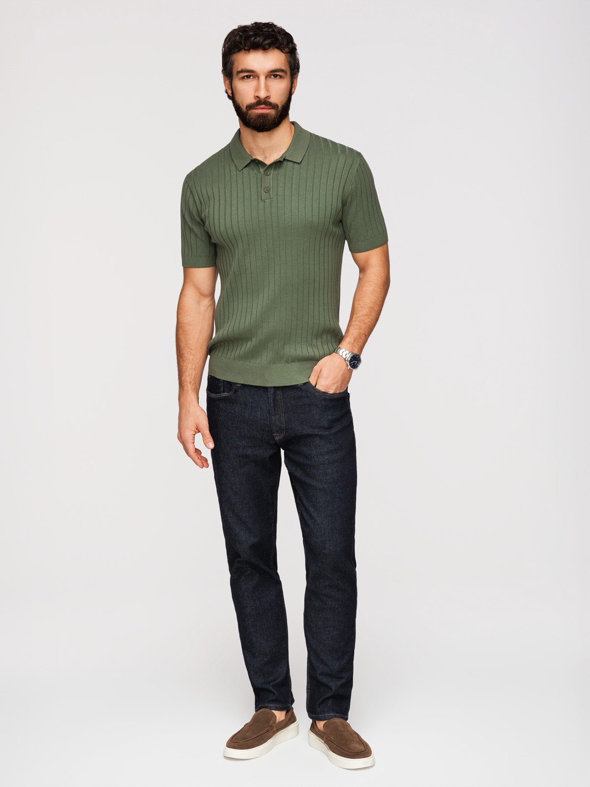 Meeste vertikaalse soonikkoega polosärk Ombre Clothing - Image 24