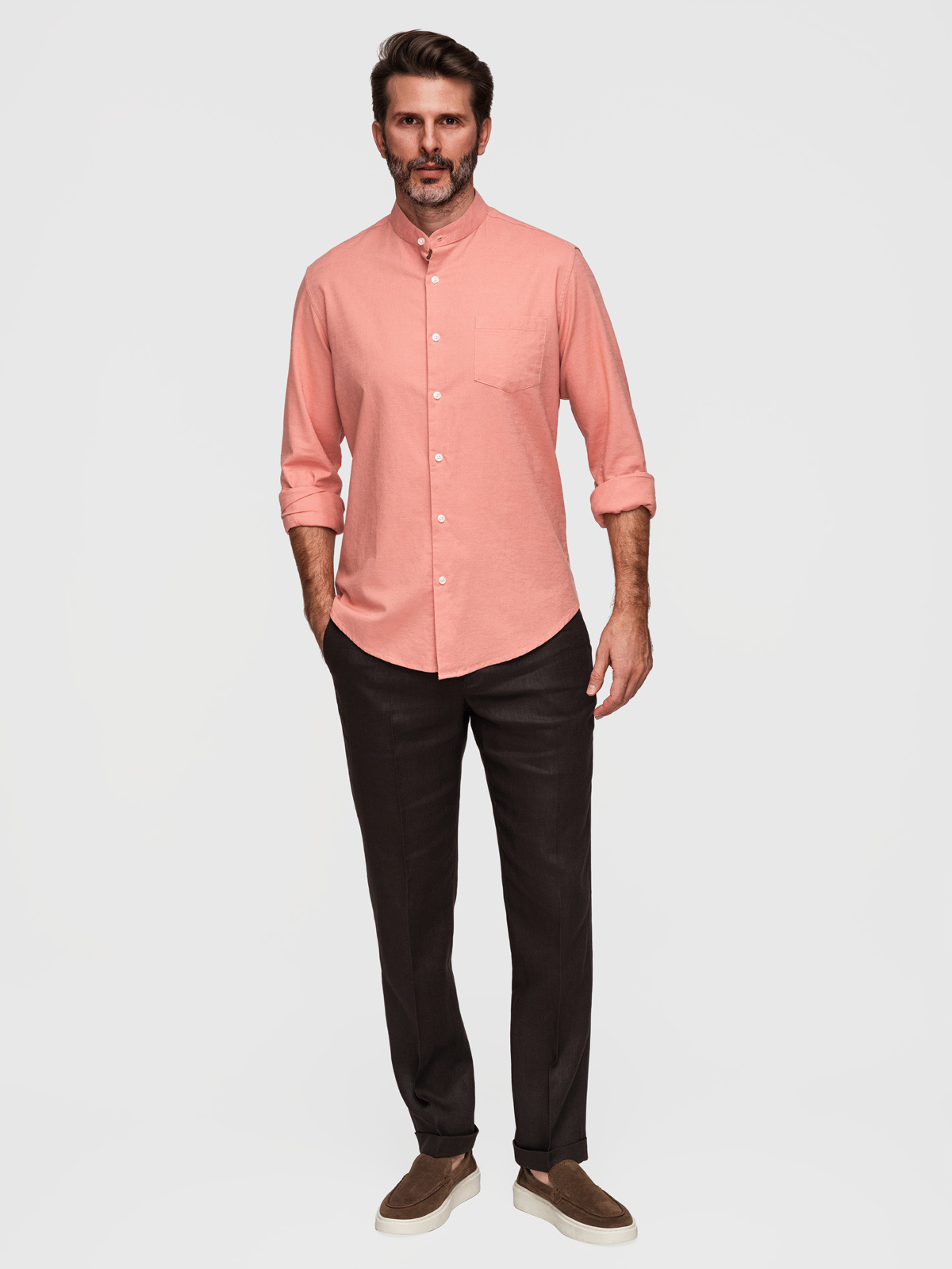 Meeste linane püstkraega triiksärk Ombre Regular Fit - Image 3