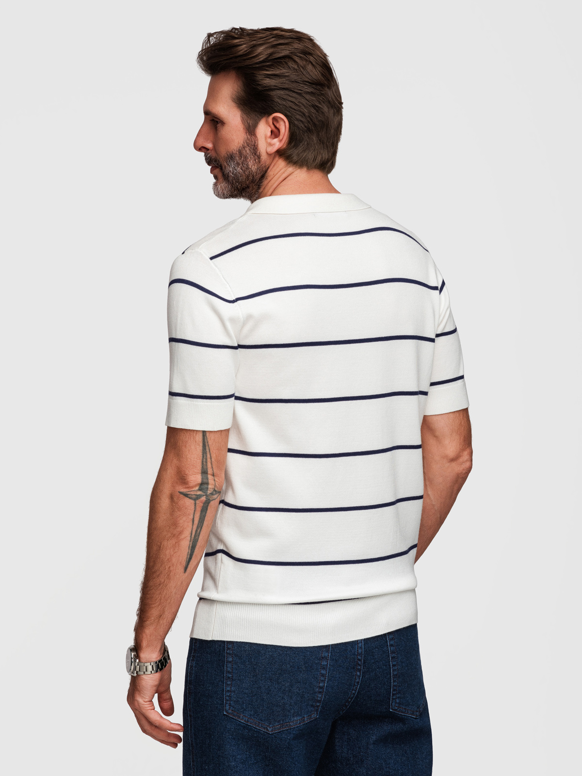 Meeste kootud triibuline polosärk Ombre Clothing - Image 14