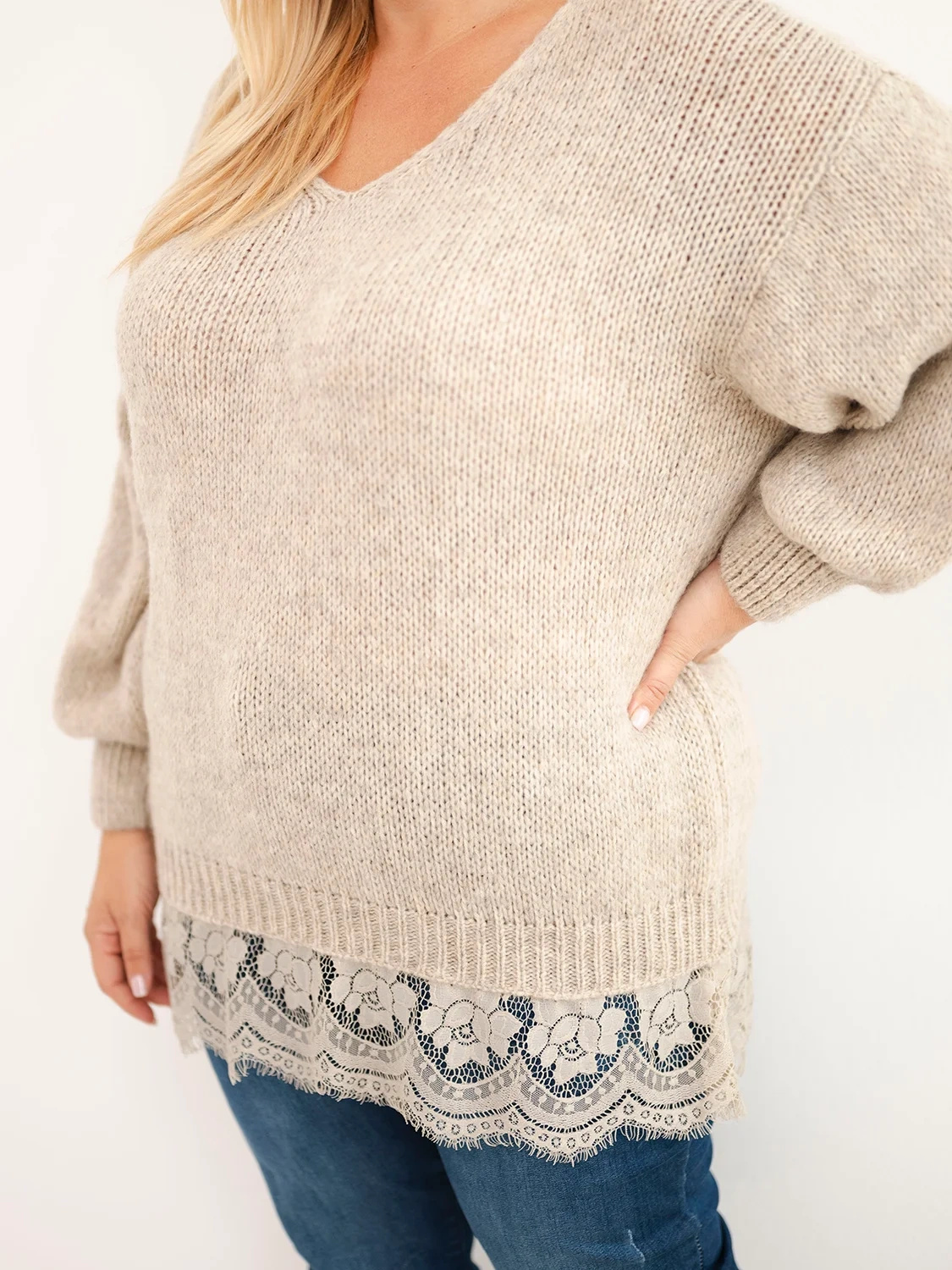 Naiste plus-size kampsun pitsäärega - Image 37