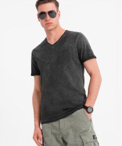 Meeste V-kaelusega T-särk rinnataskuga Ombre Clothing