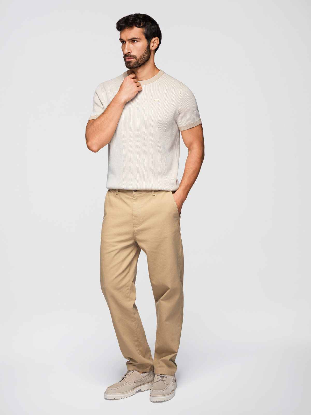 Meeste struktuurne kootud puuvillane T-särk Ombre Clothing - Image 4