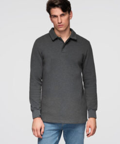 meeste polo kraega dressipluus - grafiit melange v1 om-ssnz-0149