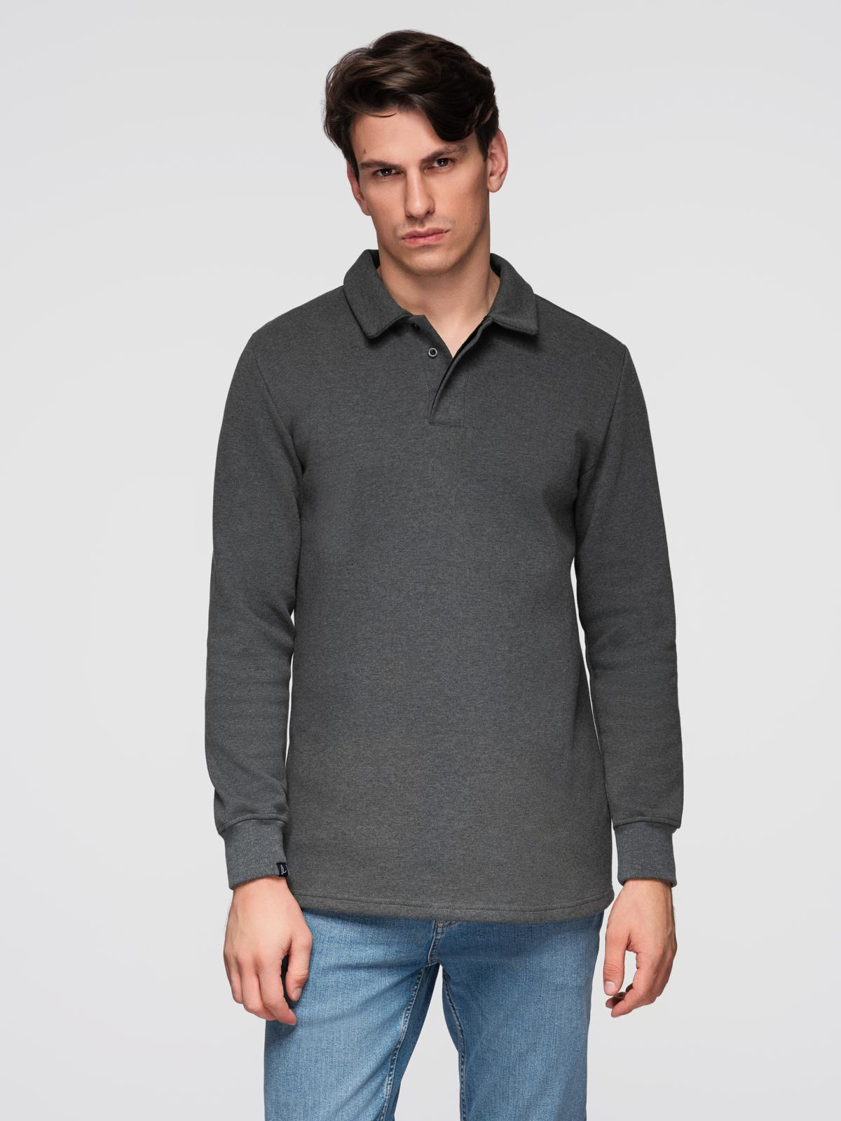 meeste polo kraega dressipluus - grafiit melange v1 om-ssnz-0149 - Image 1