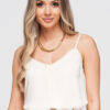 Ombre Clothing naiste õlapaeltega topp ažuurse äärisega - Thumbnail Image 1