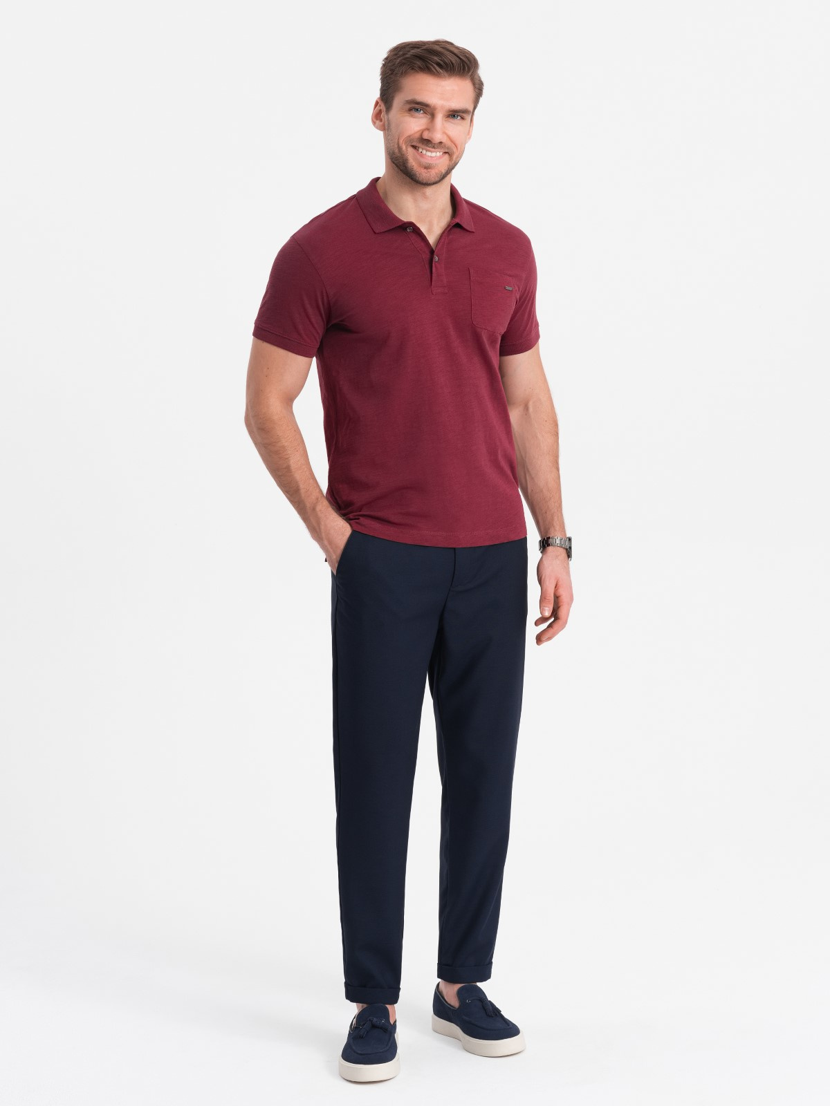 Elastse vöökohaga meeste chino-püksid Ombre Clothing - Image 21