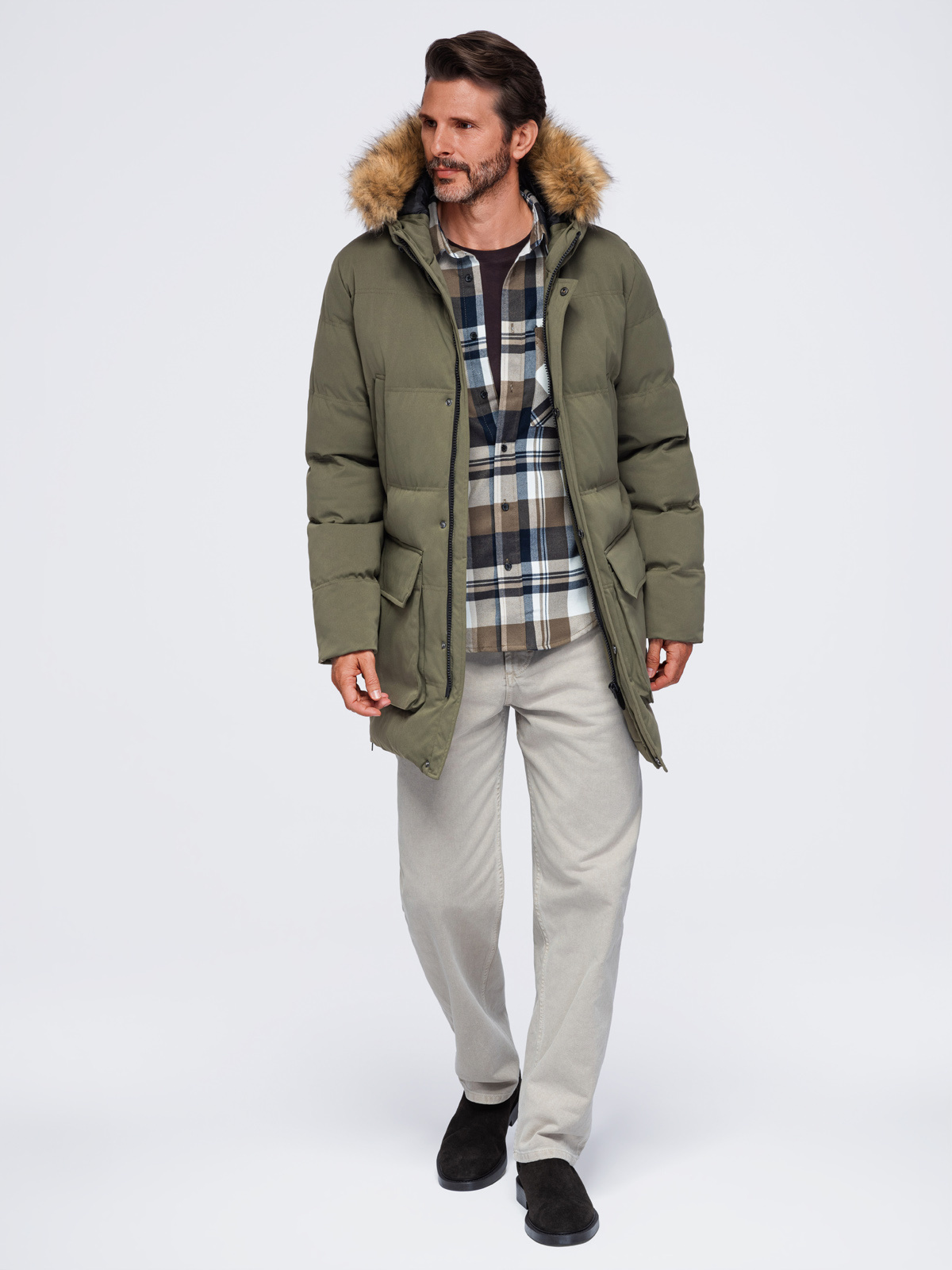 Ombre Clothing pikendatud tegumoega meeste talveparka kapuutsiga - Image 25