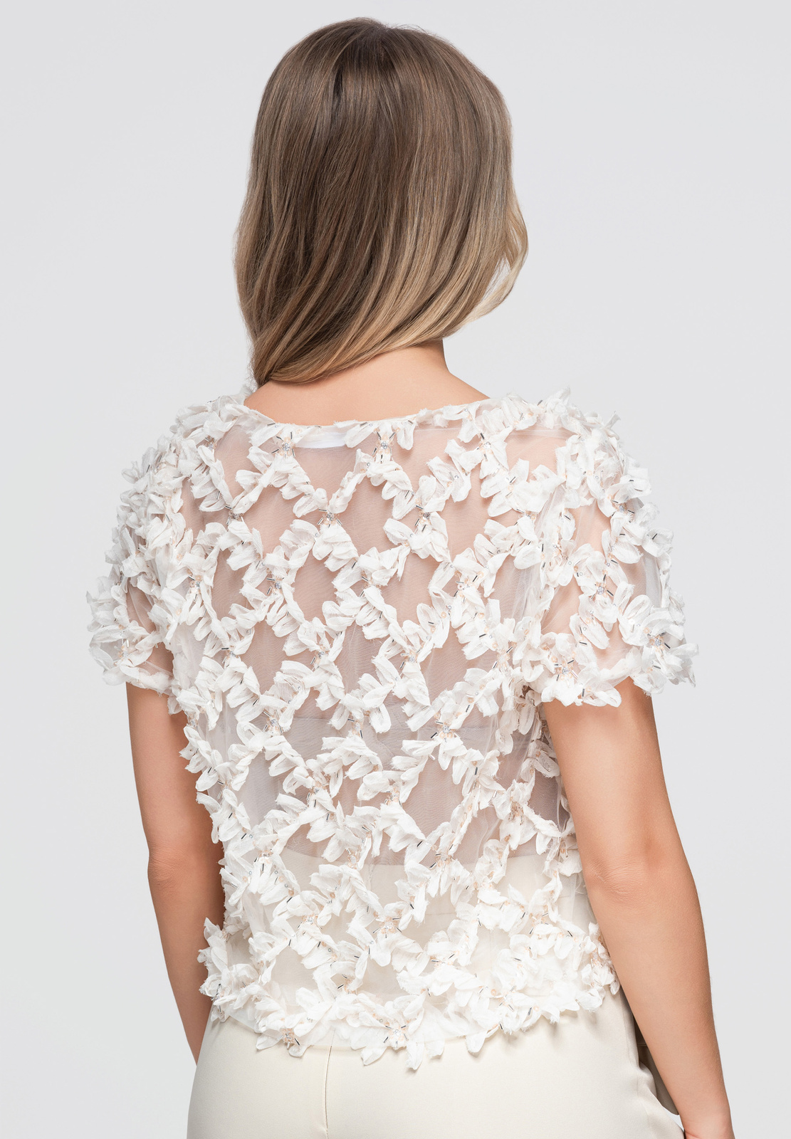 Naiste lühike pluus 3D lilleaplikatsioonidega Ombre Clothing - Image 8