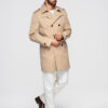 Elegantne kaherealine meeste SLIM FIT trenšmantel vööga - beež V1 OM-COLC-0146 - Thumbnail Image 3