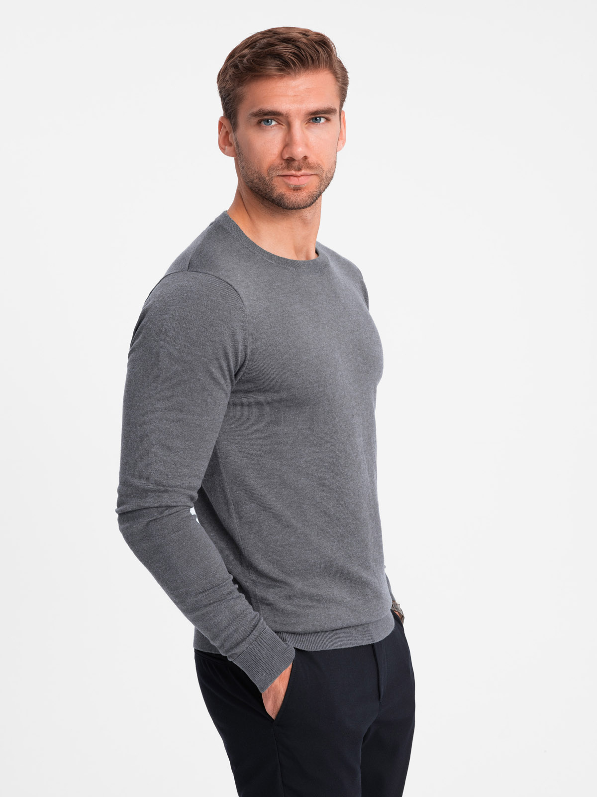 Ombre Clothing klassikaline ümara kaelusega meeste kampsun - Image 161