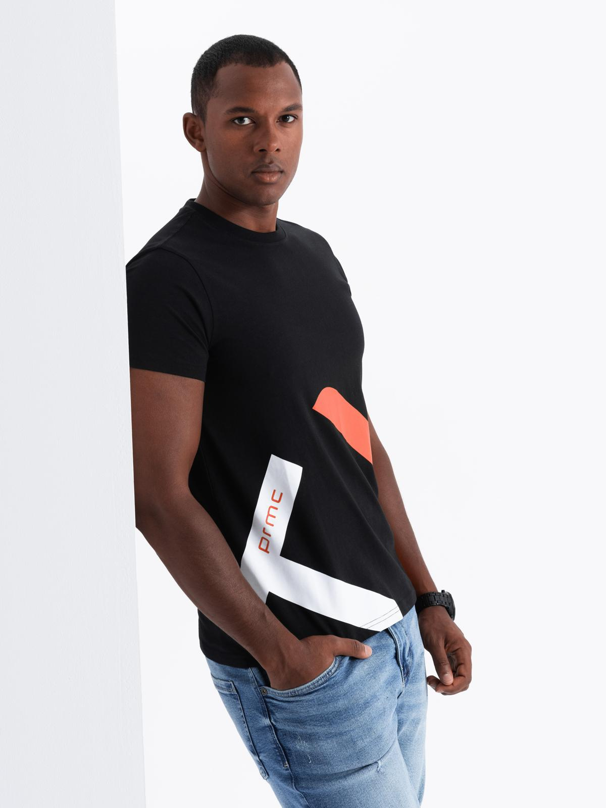 Meeste puuvillane T-särk kontrastse geomeetrilise trükiga Ombre Clothing - Image 4
