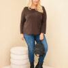 Naiste plus-size puuvillane pikkade varrukatega pusa pitsdetailiga - Thumbnail Image 34