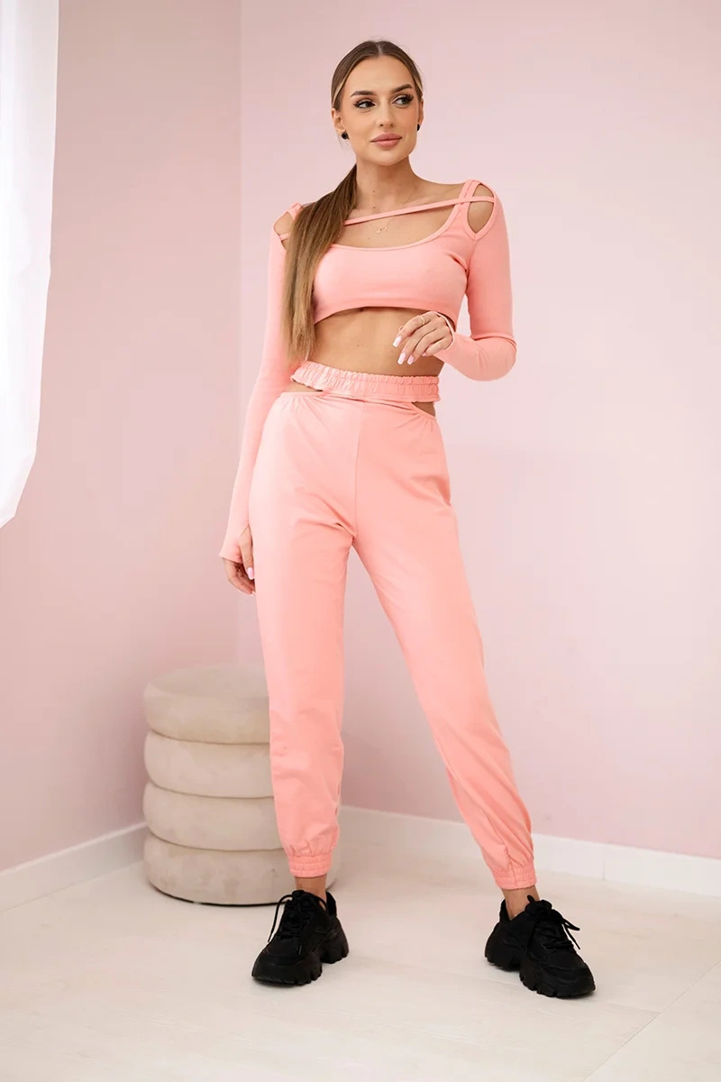 Naiste kaheosaline komplekt crop-top pluusi ja pükstega - Image 2