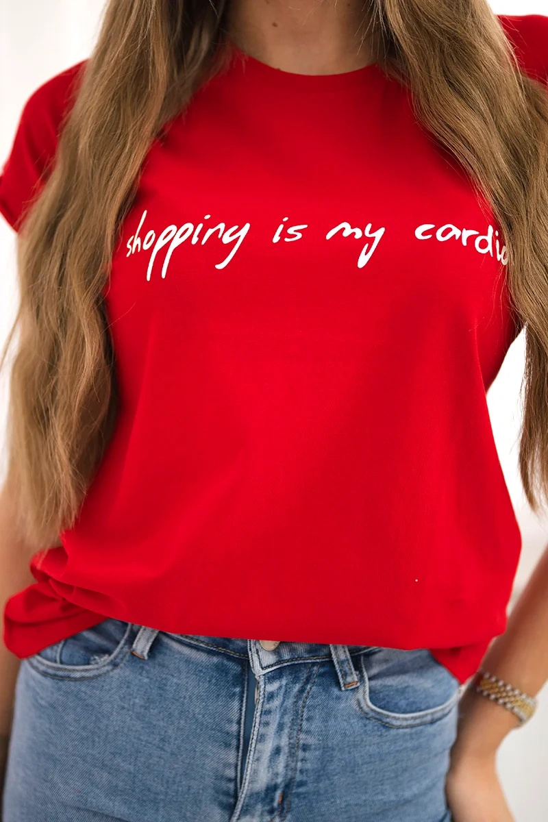 Naiste T-särk kirjaga „Shopping is my cardio“ - Image 12