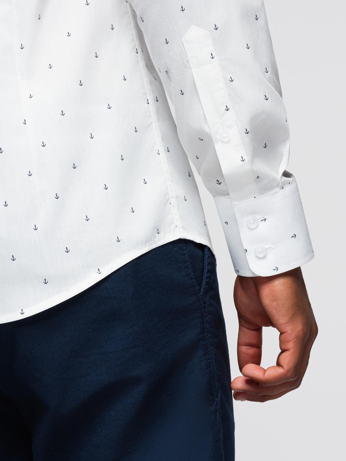 klassikaline meeste puuvillane ankrutega slim fit särk - valge v3 om-shcs-0156 - Image 1
