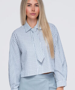 Ombre Clothing lühike triibuline naiste triiksärk lipsupaelaga