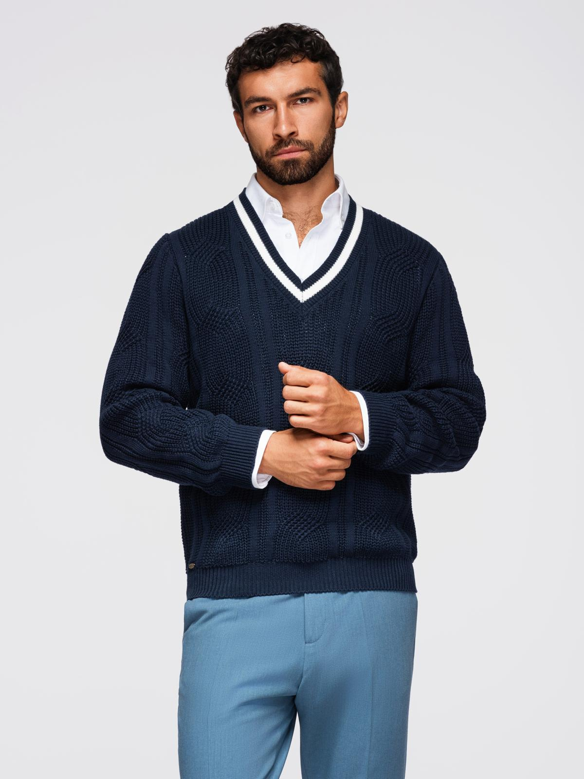 Meeste V-kaelusega kootud kampsun Ombre Clothing - Image 10