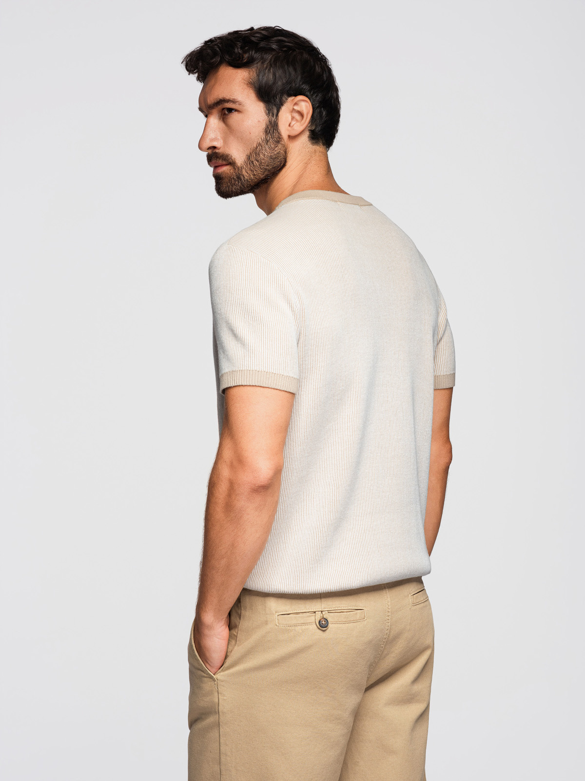 Meeste struktuurne kootud puuvillane T-särk Ombre Clothing - Image 5