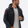 Meeste tepitud kevad-sügisjope kapuutsiga Ombre Clothing - Thumbnail Image 5
