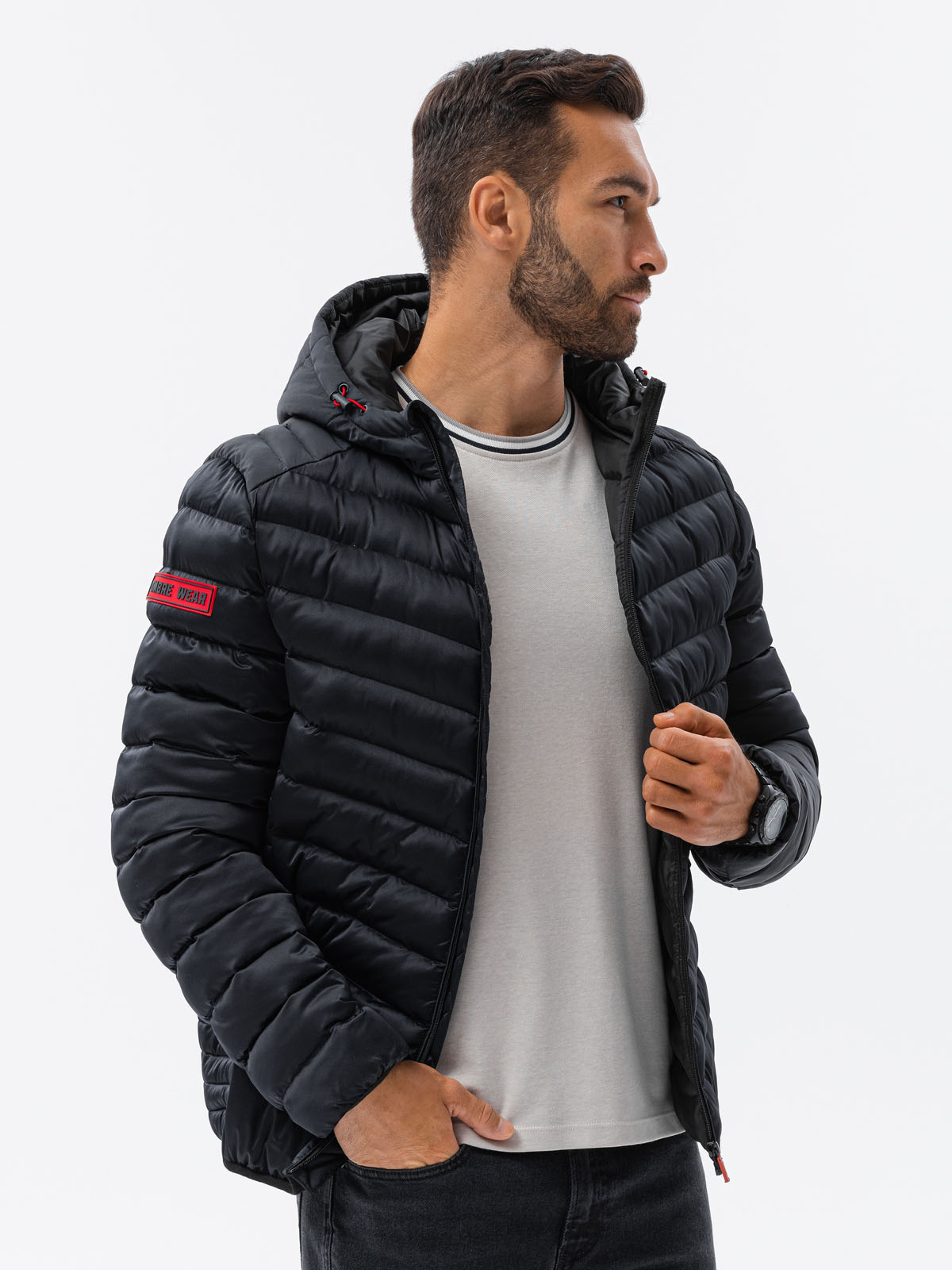 Meeste tepitud kevad-sügisjope kapuutsiga Ombre Clothing - Image 5
