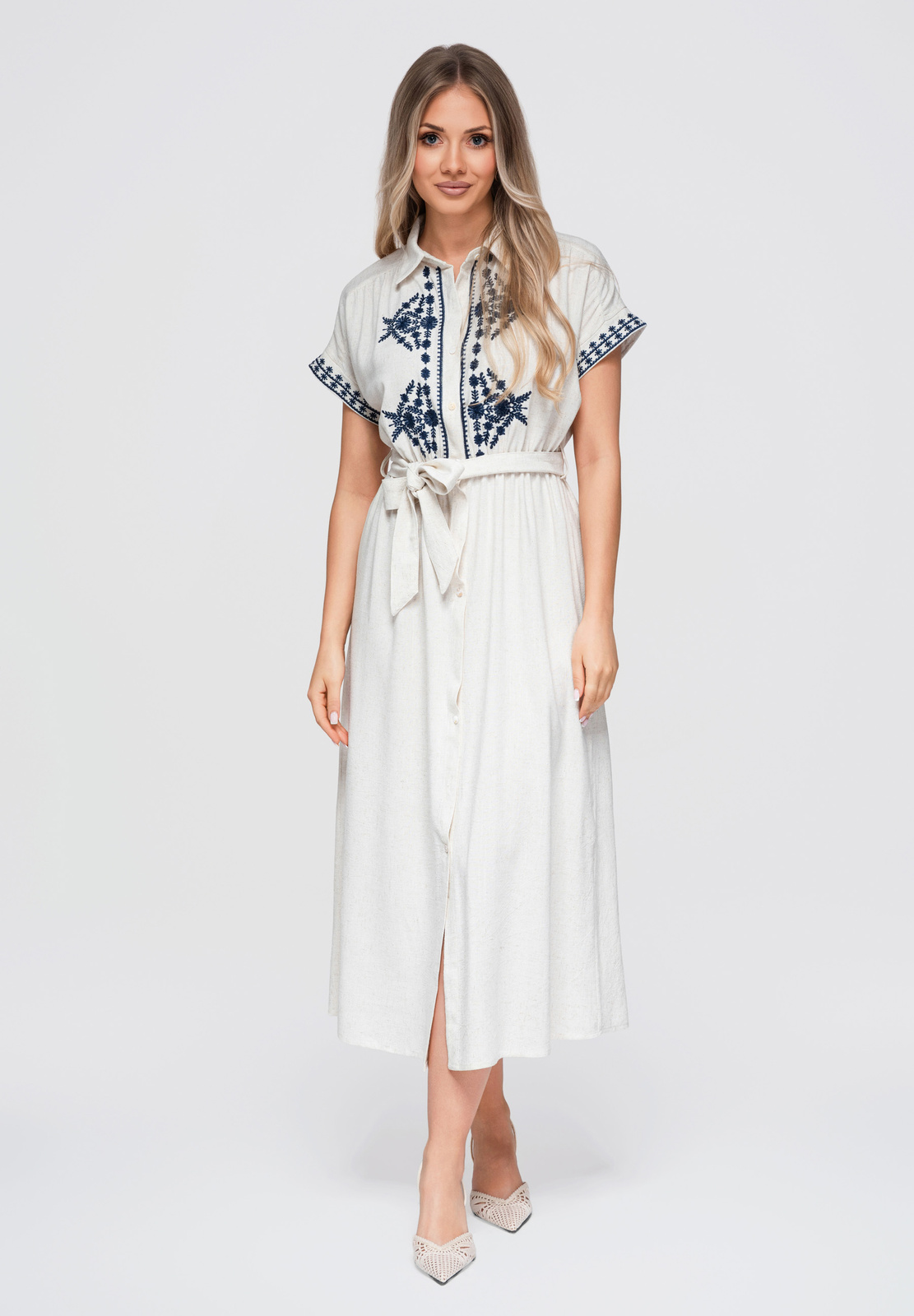 Ombre Clothing linasegune tikandiga midikleit - Image 8