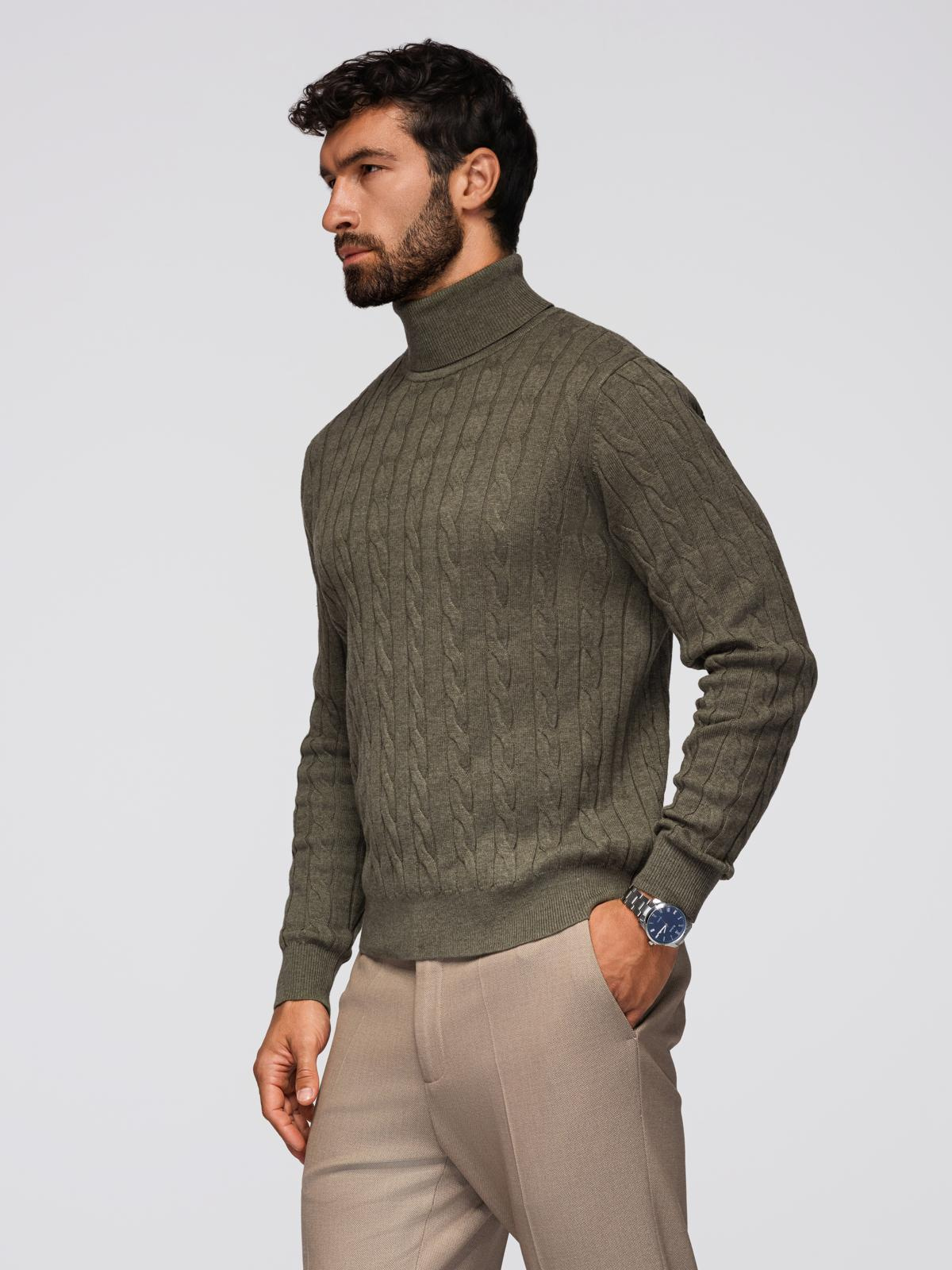 Meeste palmikkoes kootud rullkaelusega kampsun Ombre Clothing - Image 4