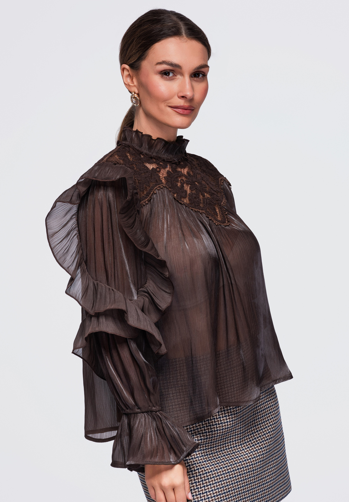 Ombre Clothing naiste pluus satside ja pitsdetailiga - Image 11