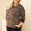 Naiste leopardimustriga pikendatud seljaosaga pluus Plus Size - Thumbnail Image 5