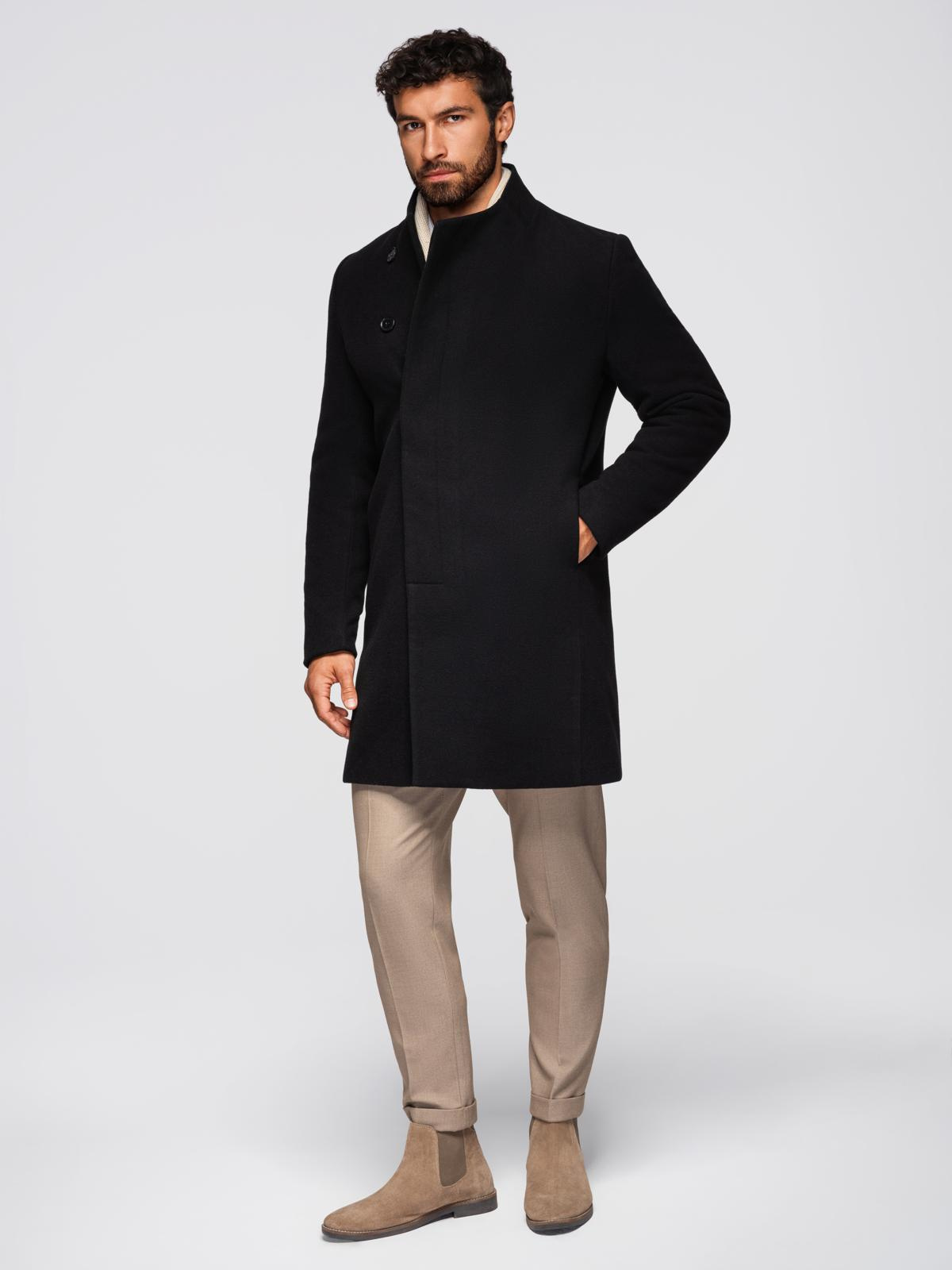 Ombre Clothing meeste poolpikk mantel püstkrae ja nööpidega - Image 14
