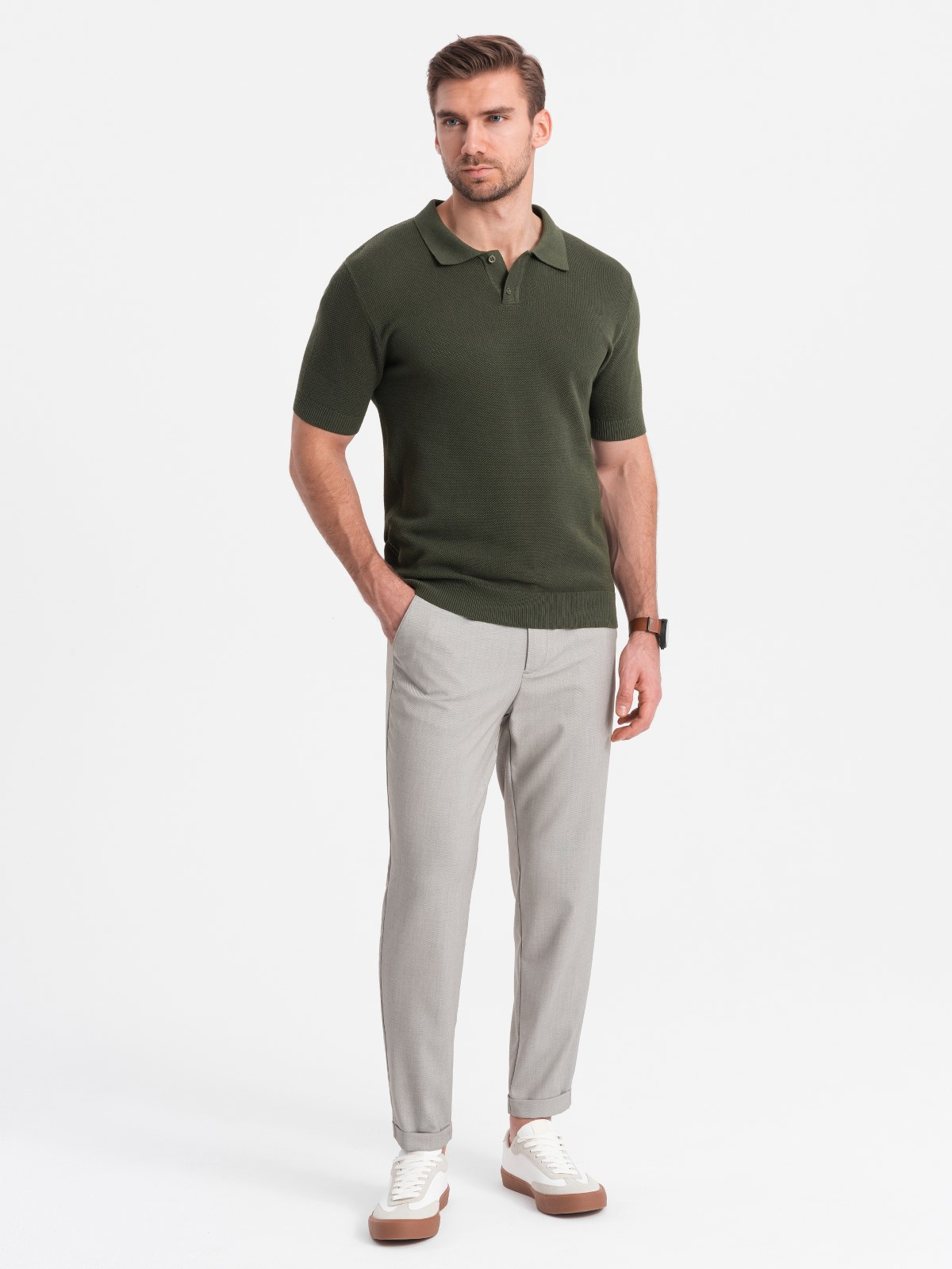 Elastse vöökohaga meeste chino-püksid Ombre Clothing - Image 1