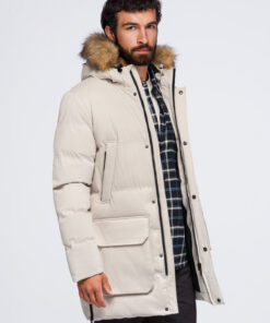 Ombre Clothing pikendatud tegumoega meeste talveparka kapuutsiga