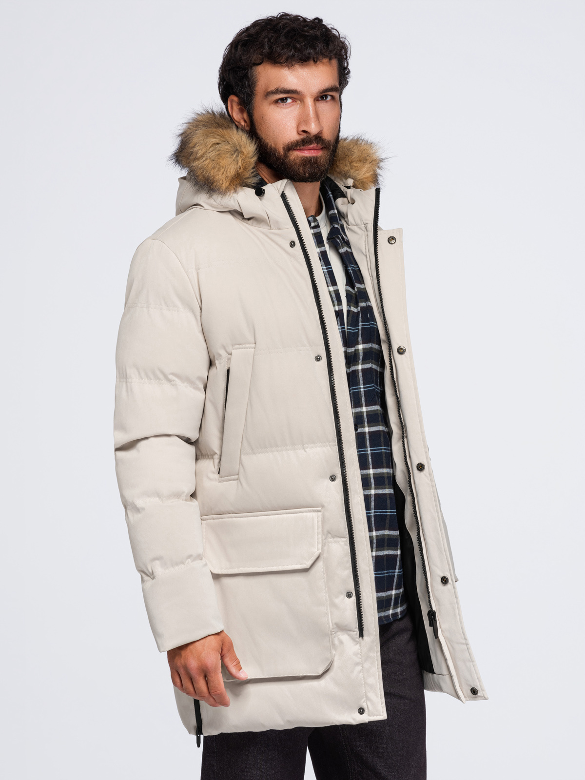 Ombre Clothing pikendatud tegumoega meeste talveparka kapuutsiga - Image 1