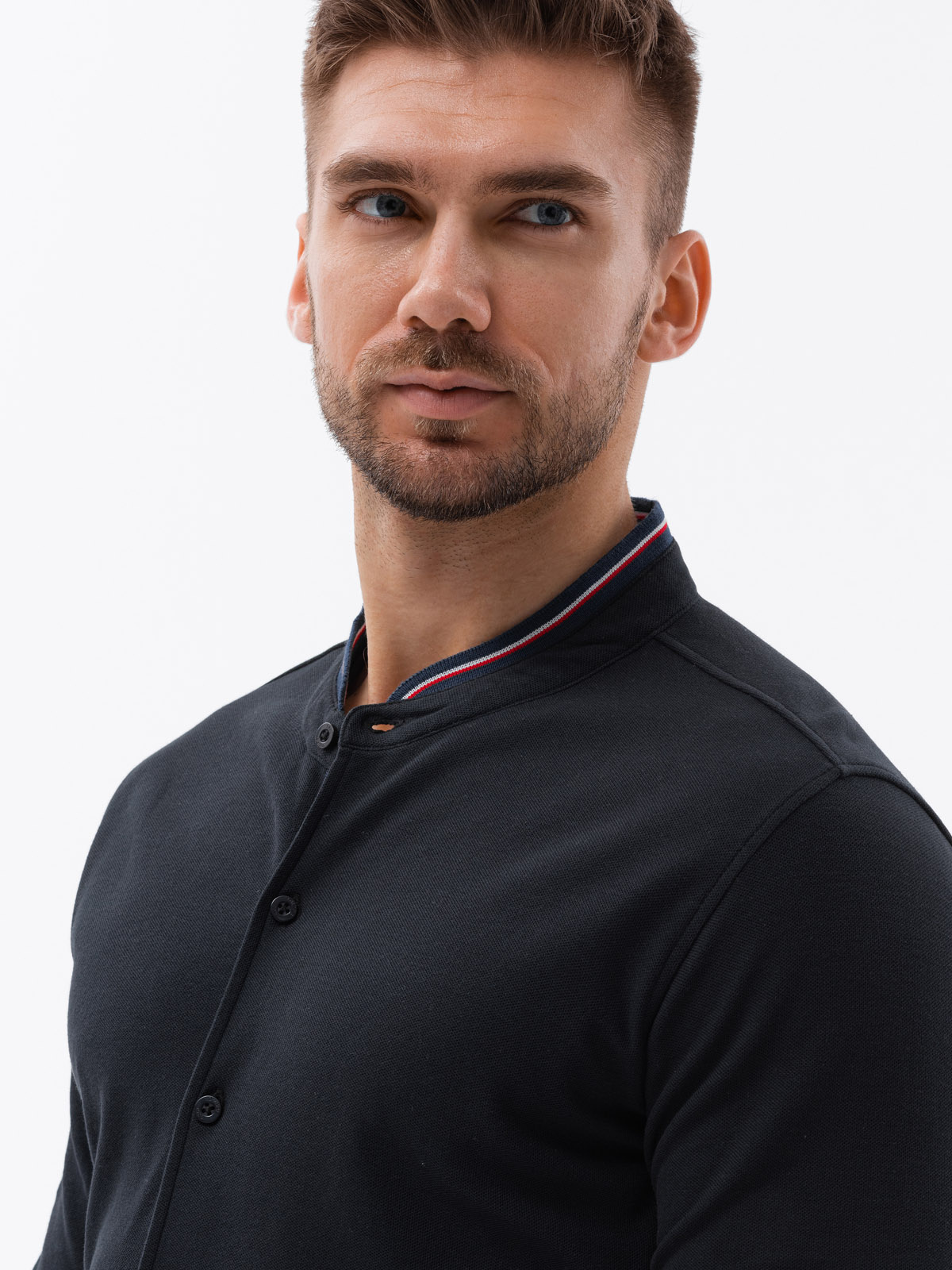 Meeste pikkade varrukatega särk püstkraega Ombre Clothing - Image 15