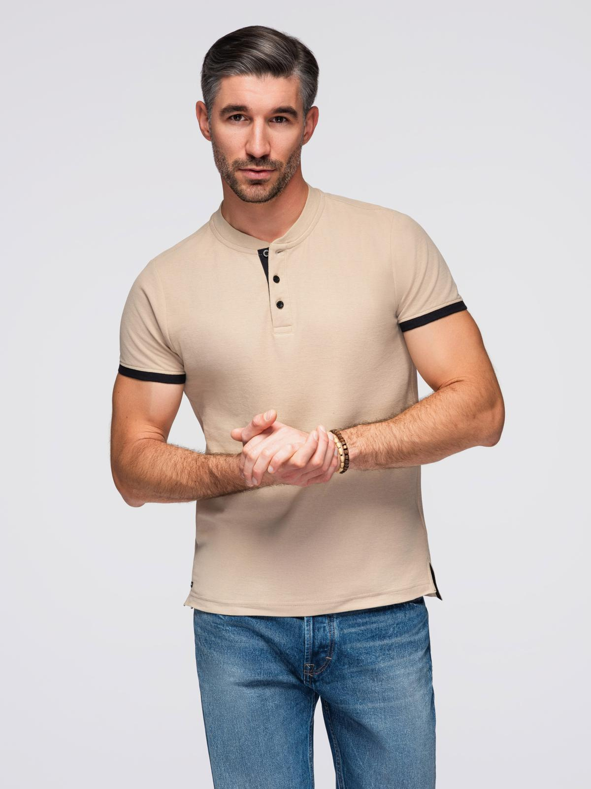Meeste püstkrae ja nööpidega polosärk Ombre Clothing - Image 167