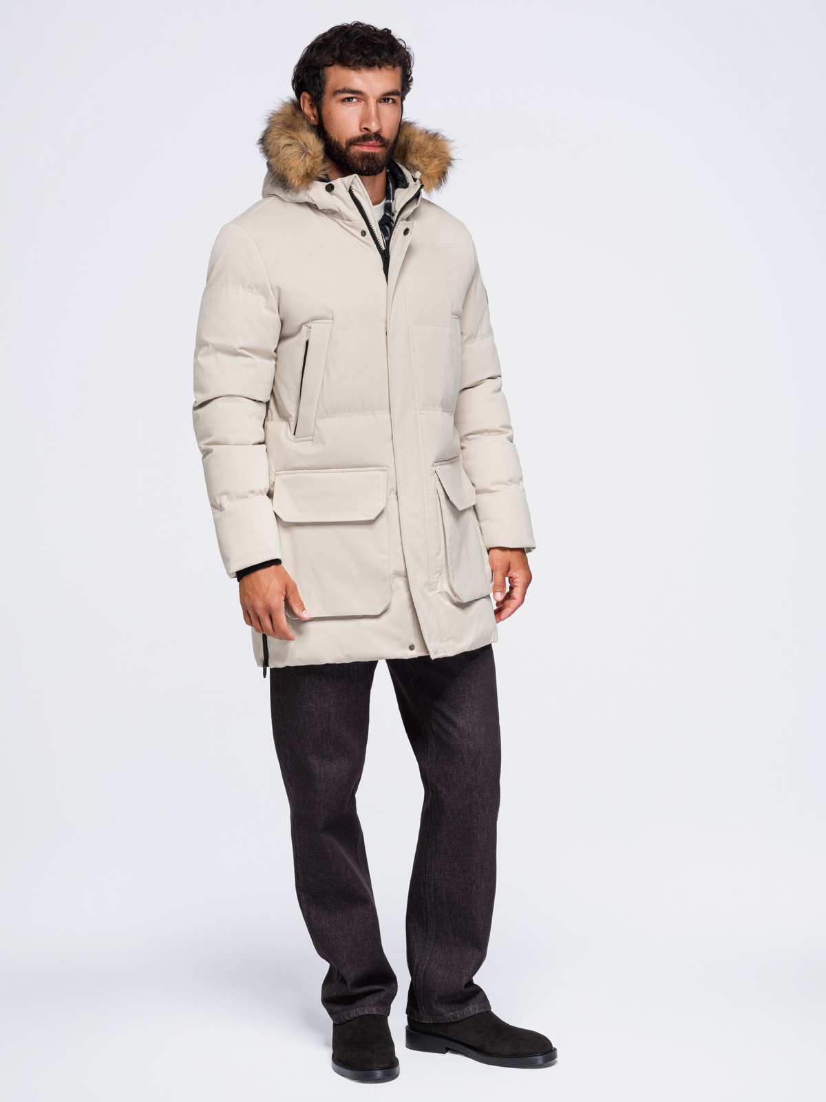 Ombre Clothing pikendatud tegumoega meeste talveparka kapuutsiga - Image 2