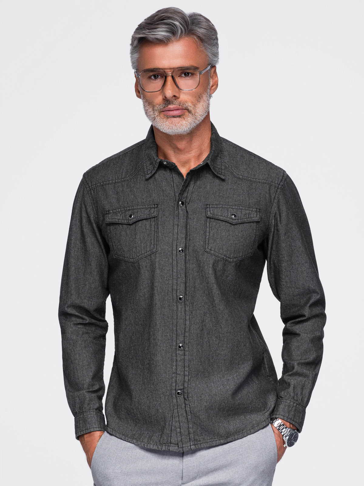 Ombre Clothing meeste teksasärk rinnataskutega - Image 24