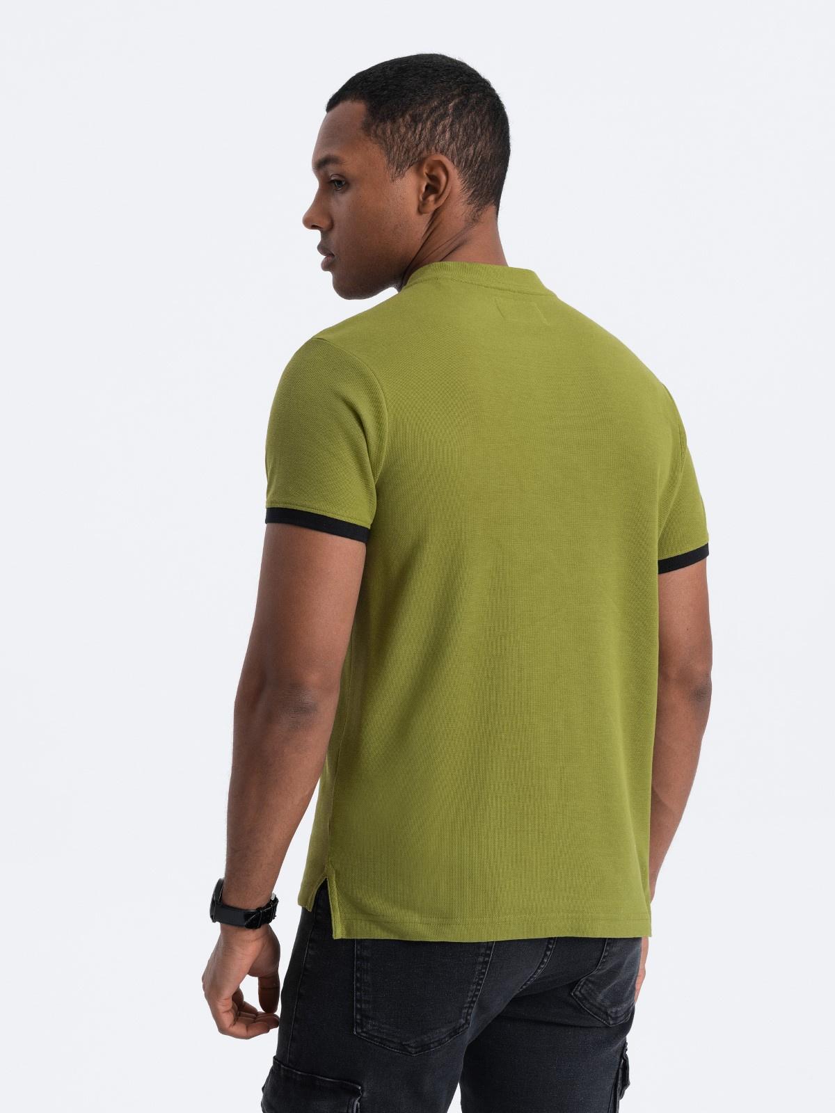 Meeste püstkrae ja nööpidega polosärk Ombre Clothing - Image 174