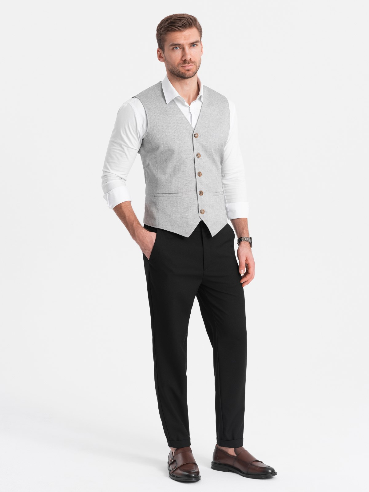 Elastse vöökohaga meeste chino-püksid Ombre Clothing - Image 57