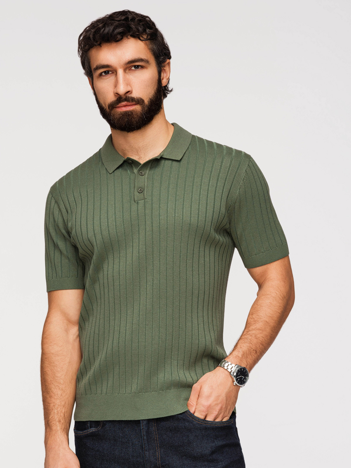 Meeste vertikaalse soonikkoega polosärk Ombre Clothing - Image 22
