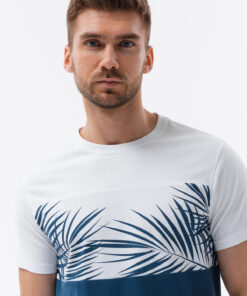 Meeste puuvillane T-särk palmilehtede mustriga Ombre Clothing