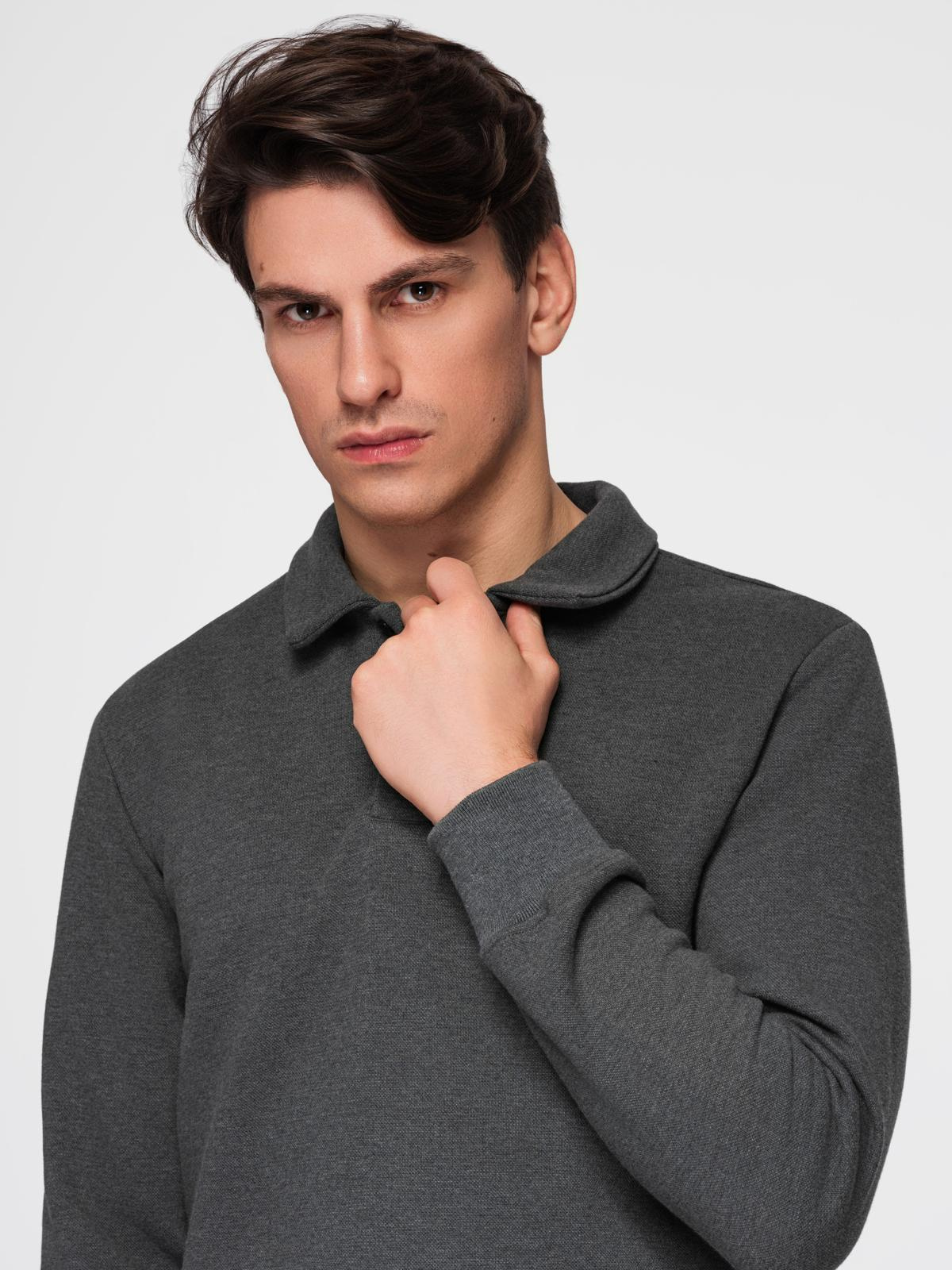 meeste polo kraega dressipluus - grafiit melange v1 om-ssnz-0149 - Image 2