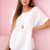 Kesi musliinist naiste pluus kaelakeega - Thumbnail Image 1