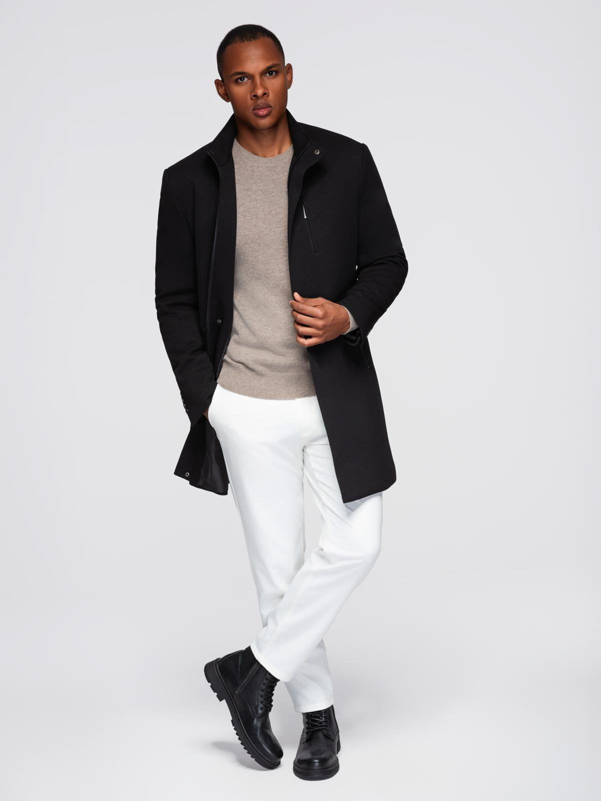 Meeste mantel püstkrae ja peidetud nööpkinnitusega Ombre Clothing - Image 1
