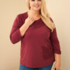 Naiste plus-size puuvillane pikkade varrukatega pusa pitsdetailiga - Thumbnail Image 50